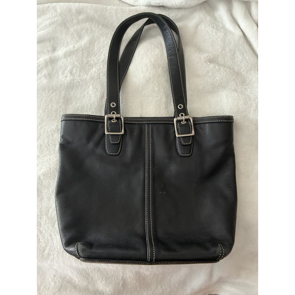 Vintage Black Coach Hamptons Tote Bag